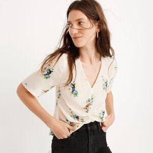 EUC MADEWELL Silk Shirred-Front Top in Classic Corsage size 0 XS